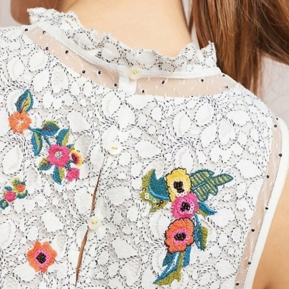 Anthropologie Maeve Macie Lace Embroidered Tank Blouse Top - Picture 4 of 14
